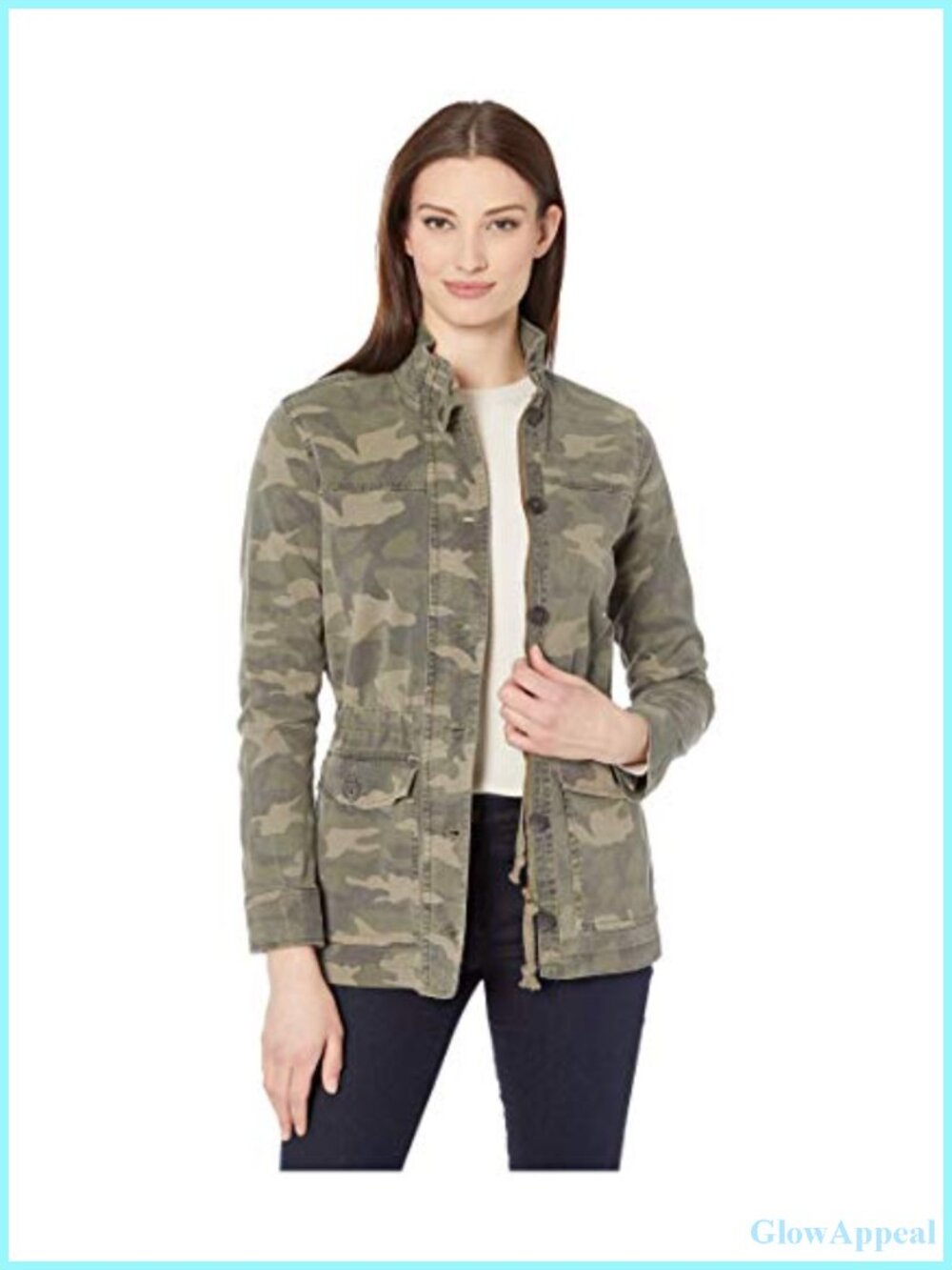 Long Sleeve Button-Up Camo Utility Jacket Anorak Spring Casual